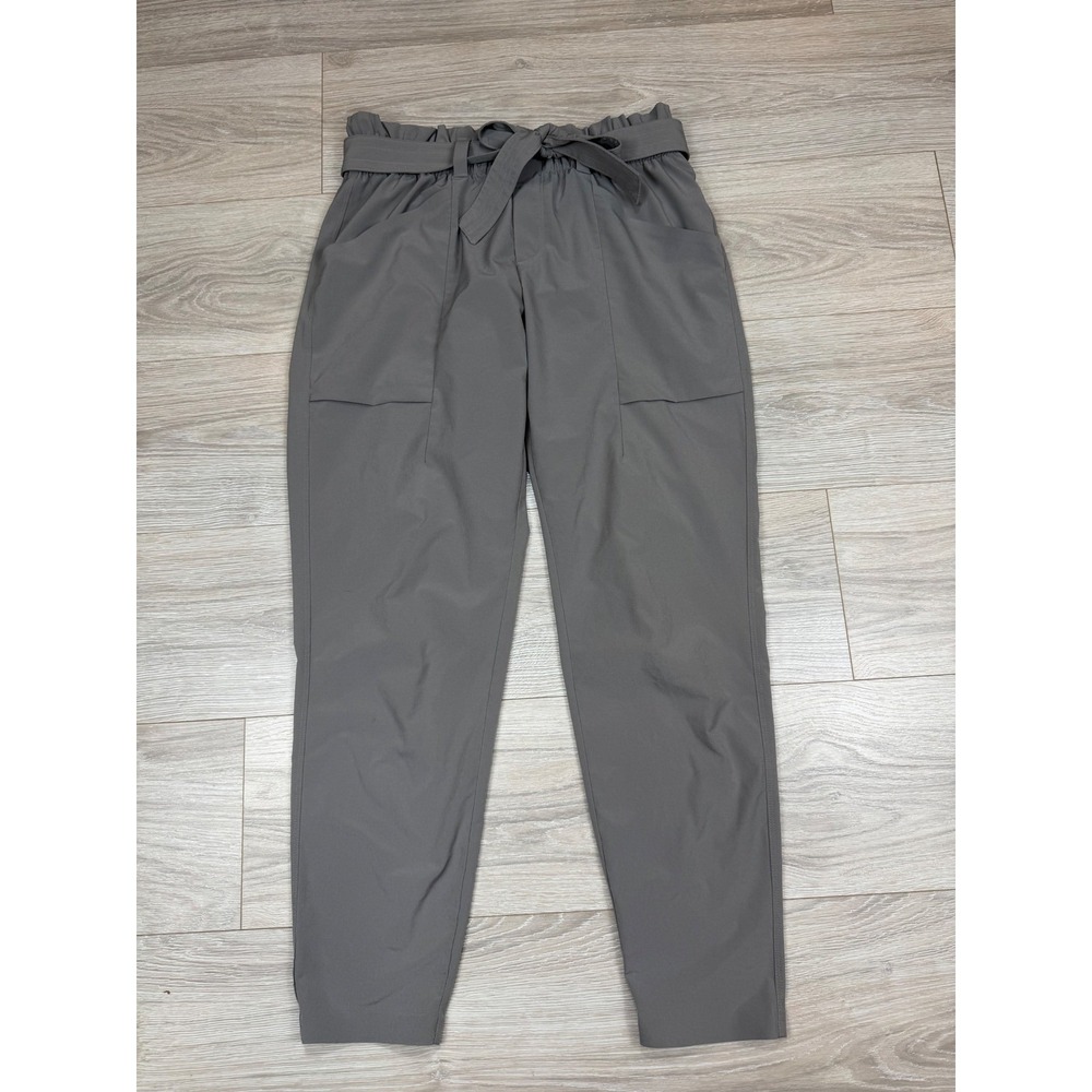 Athleta Headlands Hybrid Cargo Pants Gray Paperbag Waist Tie Hiking Womens 6